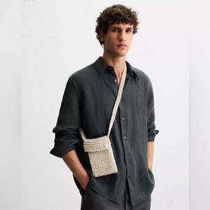 NWT Zara Man Unisex MACRAMÉ CROSSBODY BAG